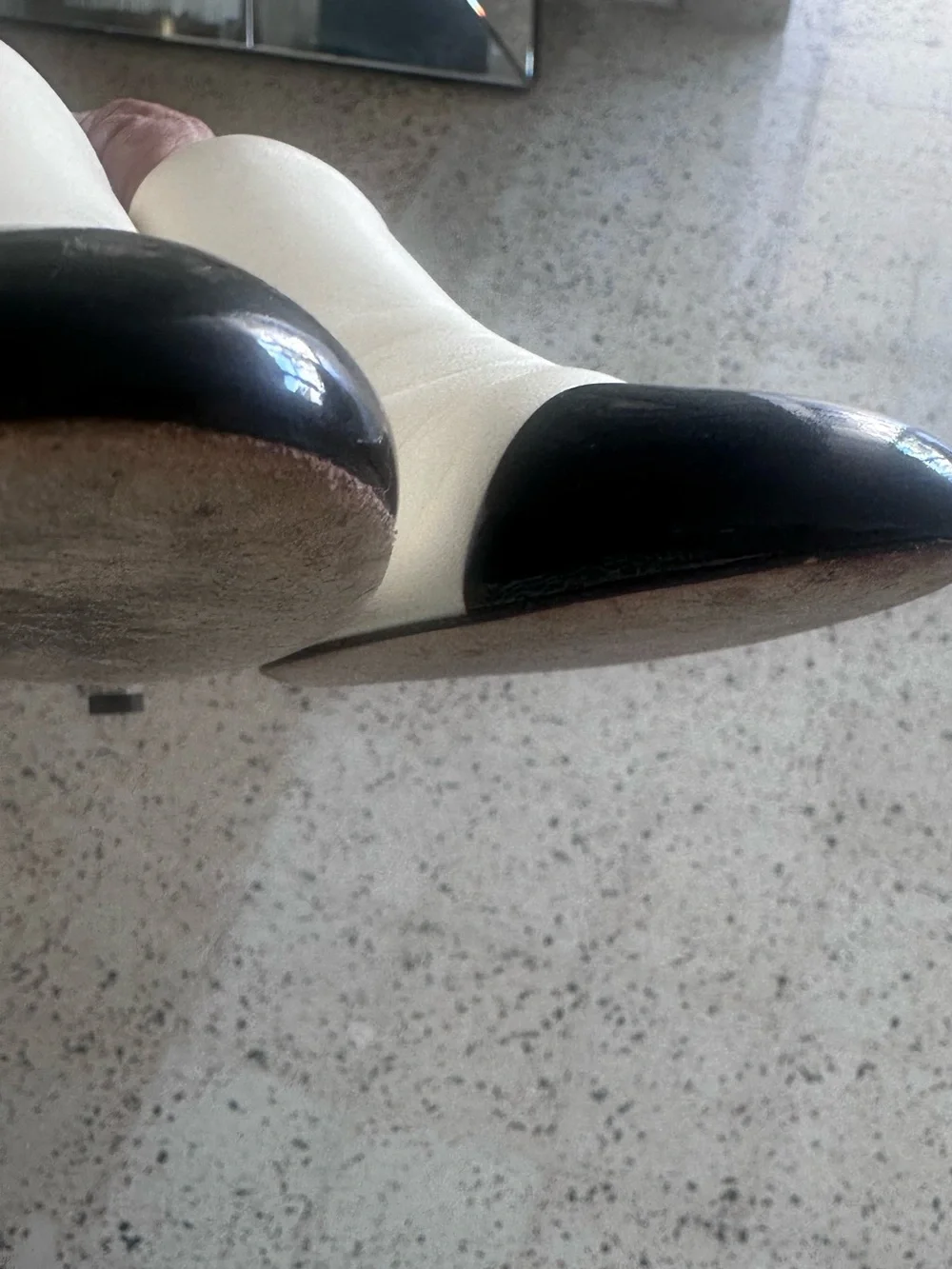 CHANEL Two-Tone Slip-On Mules in Cream and Black preloved